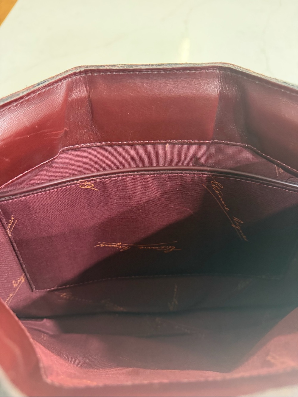 Vintage Etienne Aigner Burgundy Two-Tone Leather/Suede Shoulder Bag - Picture 6 of 8